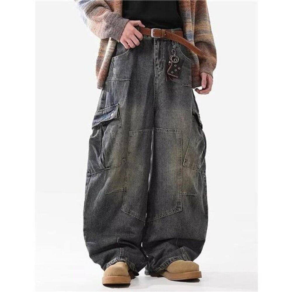 Women's Baggy Grey Jeans Oversized Pants Aesthetic Hip Hop Jeans Relaxed Fit